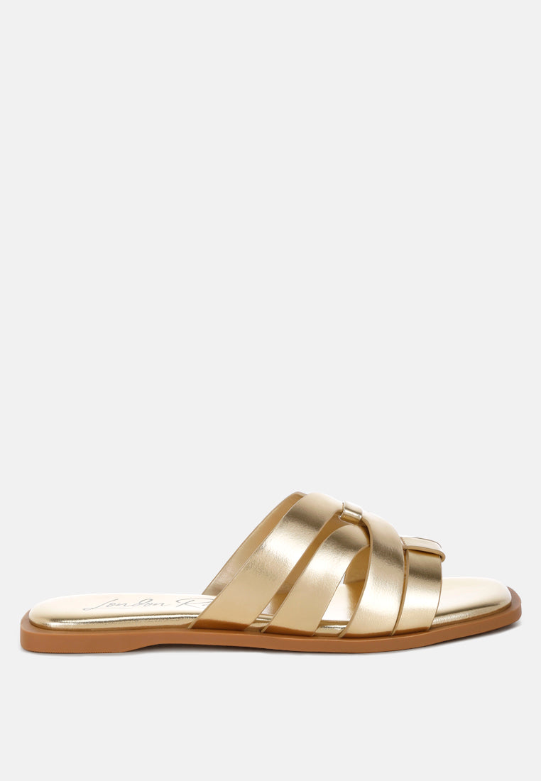 Hebal Metallic Faux Leather Slip Ons